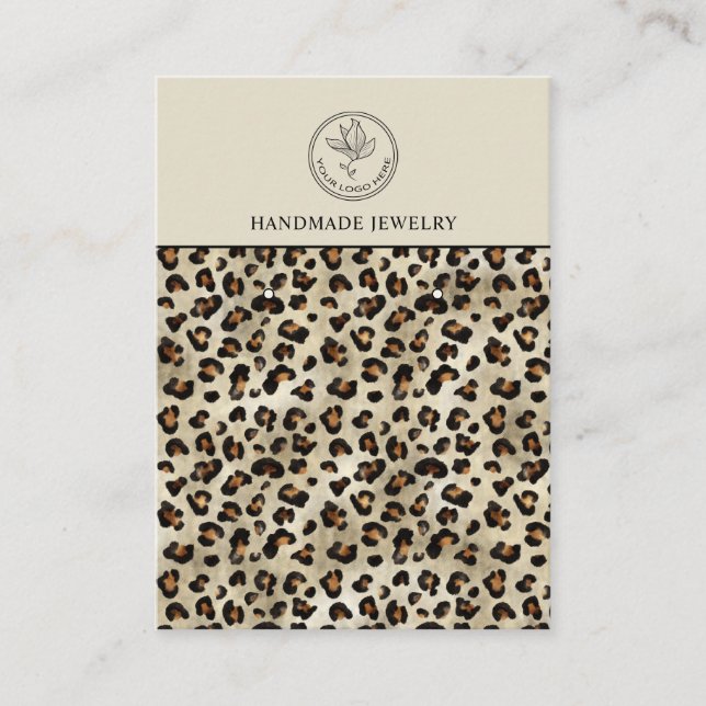 Leopard Pattern And Custom Logo Earrings Display Business Card (Front)