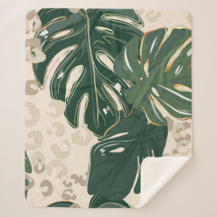 Leopard pattern, animal print seamless design gree sherpa blanket
