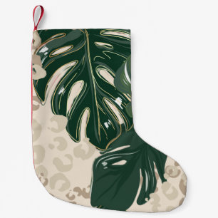 Leopard pattern, animal print seamless design gree small christmas stocking