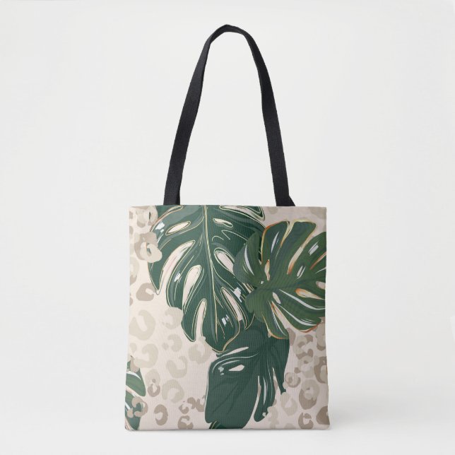 Leopard pattern, animal print seamless design gree tote bag (Front)