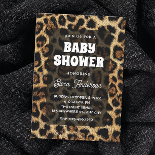 Leopard pattern baby shower invitation