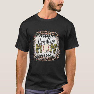 Leopard Pattern Baseball Mum Funny Softball Mum Mo T-Shirt