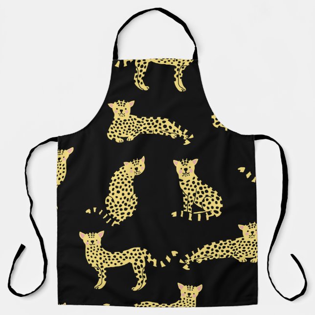 Leopard Pattern: Black Background Cheetah Apron (Front)