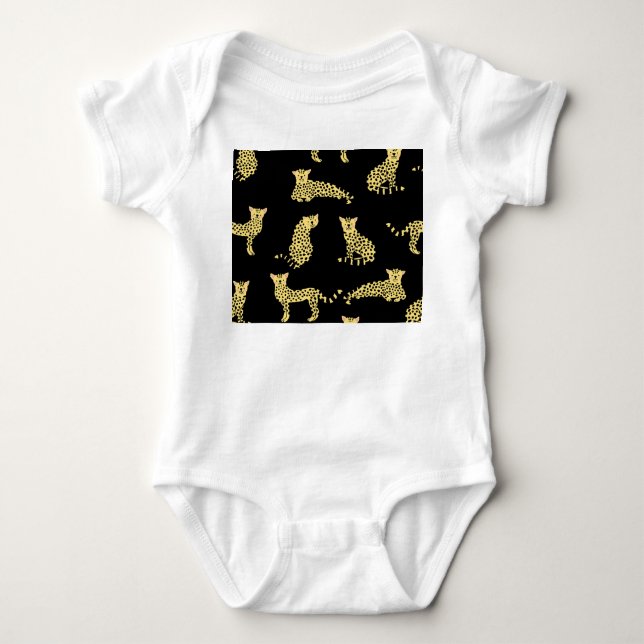 Leopard Pattern: Black Background Cheetah Baby Bodysuit (Front)