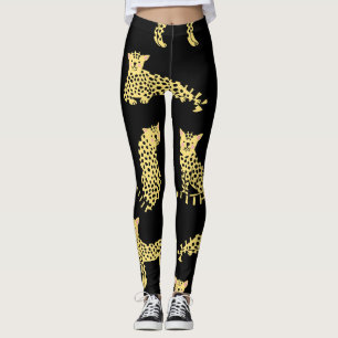Leopard Pattern: Black Background Cheetah Leggings