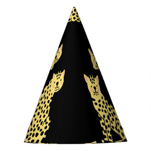 Leopard Pattern: Black Background Cheetah Party Hat