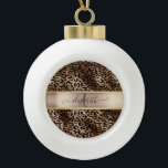 Leopard Pattern Black Bronze Monogram    Ceramic Ball Christmas Ornament<br><div class="desc">Elegant leopard pattern on black and bronze with your monogram.The perfect romantic gift idea. Click the Customise It button to change fonts, move text around and further customise your design.</div>