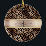 Leopard Pattern Black Bronze Monogram   Ceramic Tree Decoration<br><div class="desc">Elegant leopard pattern on black and bronze with your monogram.The perfect romantic gift idea. Click the Customise It button to change fonts, move text around and further customise your design.</div>