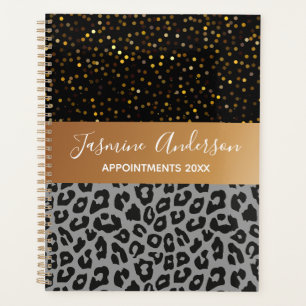 Leopard pattern black Gold Glitter 2024 Planner