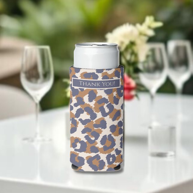 Leopard Pattern-Blue and Brown- Seltzer Can Cooler (Leopard Pattern-Blue and Brown- Seltzer Can Cooler)