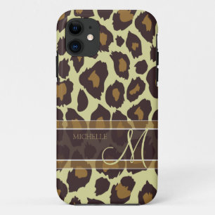 Leopard Pattern - Brown and Tan with Monogram Case-Mate iPhone Case