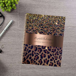 Leopard pattern brown black bronze metallic 2021 planner