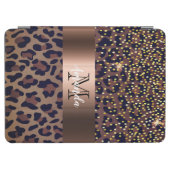 Leopard pattern brown black golden bronze monogram iPad air cover (Horizontal)