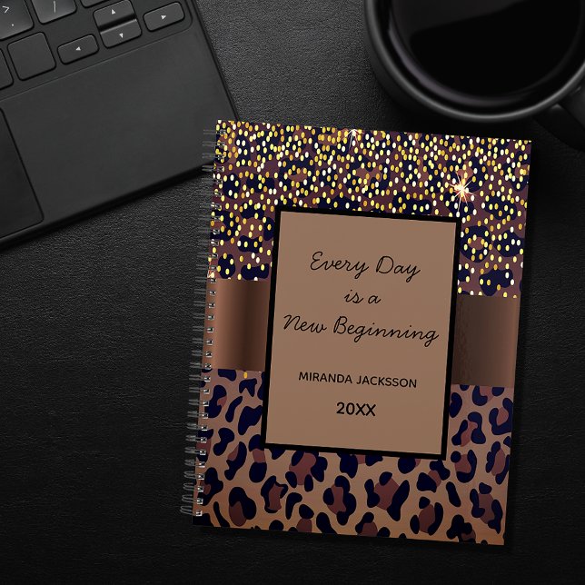 Leopard pattern brown black motivational 2021 planner (Creator Uploaded)