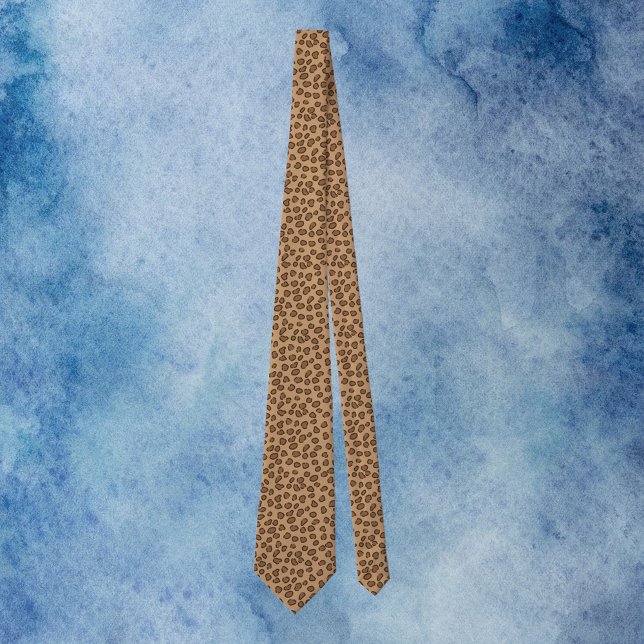 Leopard Pattern Brown Tie (A tie with a brown leopard print pattern.)