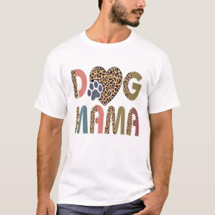 Leopard Pattern Dog's Footprint Dog Mama Women Dog T-Shirt