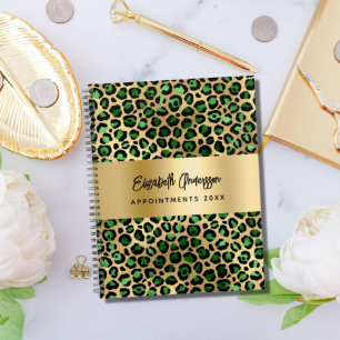 Leopard pattern emerald green gold 2026 planner