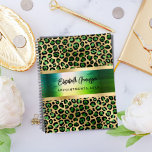 Leopard pattern emerald green gold planner<br><div class="desc">Elegant,  cool,  glamourous and feminine with emerald green and faux gold leopard pattern.  Personalise and add your name.   Personalise and add your name and a year. The name is written with a modern hand lettered style script.
Perfect for female Entrepreneurs,  make-up artists,  store owners,  consultants.</div>