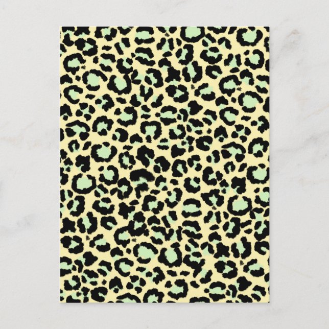 Leopard Pattern in Mint Green on Oatmeal  Postcard (Front)