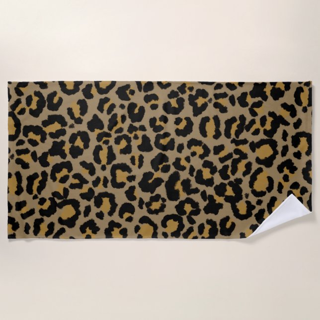 Leopard Pattern in Natural  2 Beach Towel (Front)