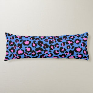 Leopard Pattern in Raspberry on Electric Blue Body Cushion