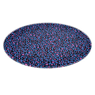 Leopard Pattern in Raspberry on Electric Blue Cutting Board