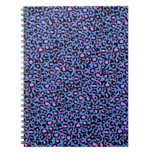 Leopard Pattern in Raspberry on Electric Blue  Notebook