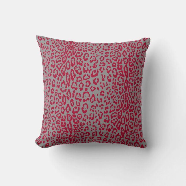 Leopard pattern in red and grey cushion (Front)