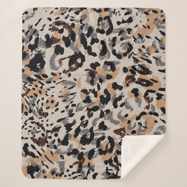 Leopard pattern, jaguar pattern, animal fur sherpa blanket (Front)
