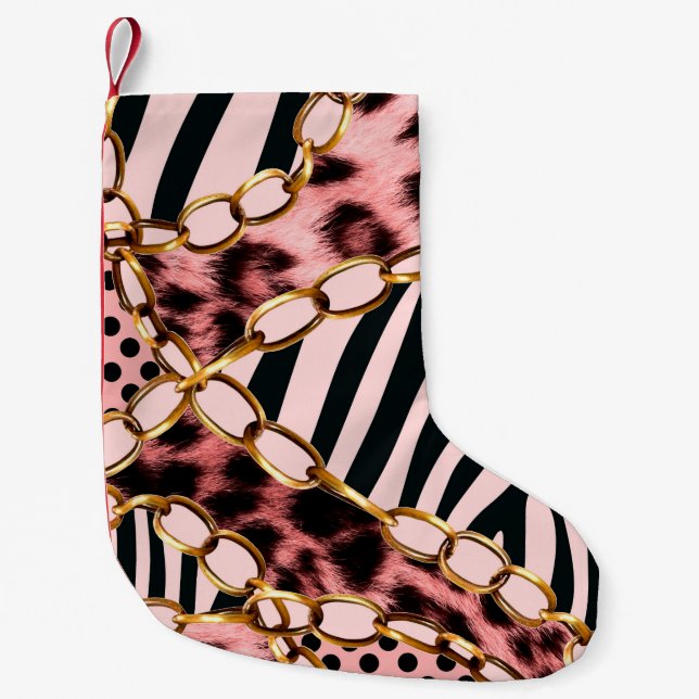 Leopard Pattern, Leopard Print, Animal print,  Small Christmas Stocking (Front)