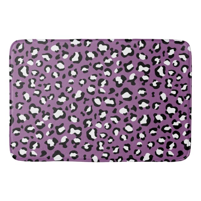 Leopard Pattern, Leopard Spots, Purple Leopard Bath Mat (Front)