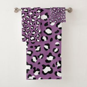 Leopard Pattern, Leopard Spots, Purple Leopard Bath Towel Set