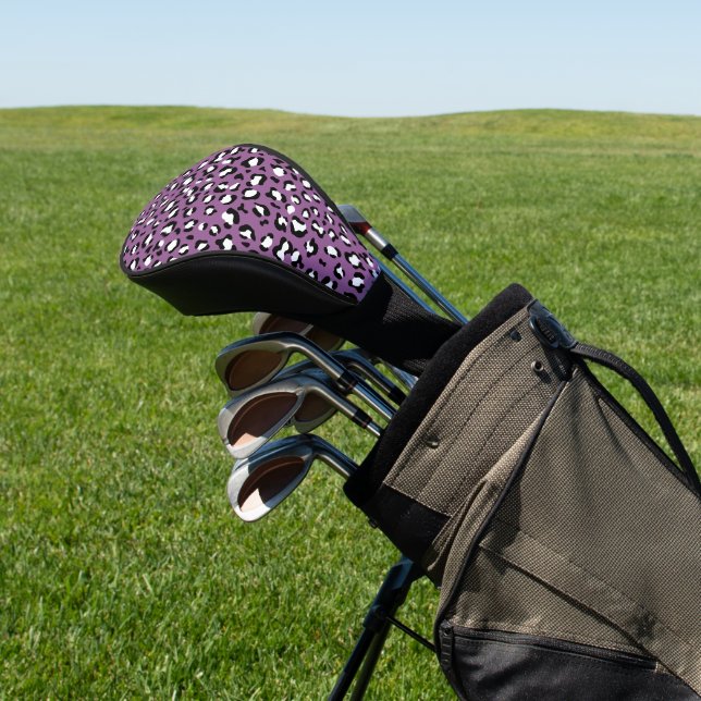 Leopard Pattern, Leopard Spots, Purple Leopard Golf Head Cover (In Situ)