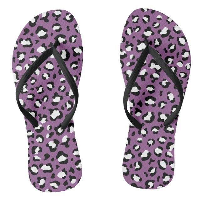 Leopard Pattern, Leopard Spots, Purple Leopard Jandals (Footbed)