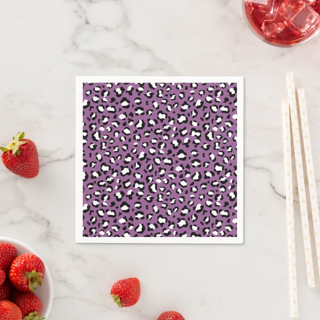 Leopard Pattern, Leopard Spots, Purple Leopard Napkin (Insitu)