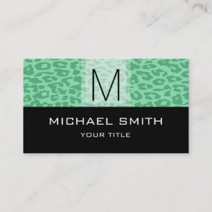 Leopard Pattern Modern Black Monogram #14 Business Card