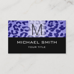 Leopard Pattern Modern Black Monogram #30 Business Card