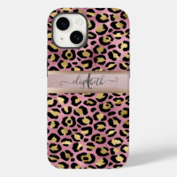 Leopard Pattern Monogram Rose Gold Black 