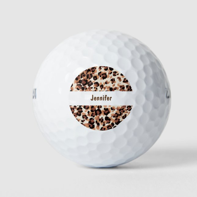Leopard Pattern Monogram Style Golf Balls (Front)