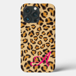 Leopard pattern -monogrammed  iPhone 13 pro case