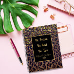Leopard pattern motivational brown black 2024 planner<br><div class="desc">Elegant,  cool,  glamourous and feminine with brown,  golden and black leopard pattern,  decorated with golden confetti. Personalise and add your name.  Template for a year,  yellow letters. A black frame with the motivational quote: Be Bold,  Be Brave,  Be You.
Perfect for female Entrepreneurs,  make-up artists,  store owners,  consultants.</div>