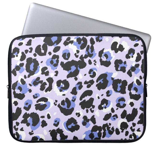 Leopard pattern seamless. Purple leo skin texture. Laptop Sleeve (Front)