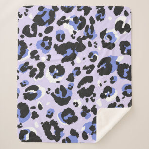 Leopard pattern seamless. Purple leo skin texture. Sherpa Blanket