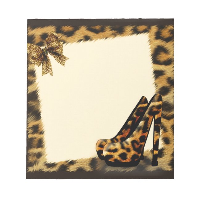 Leopard Pattern Shoes personalised Notepad (Front)