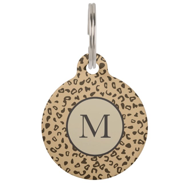 Leopard pattern skin tan design pet tag (Front)