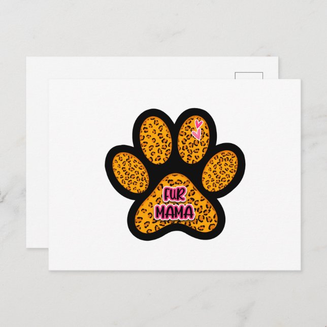 Leopard Paw Print Fur Mama Dog Cat Lovers Postcard (Front/Back)