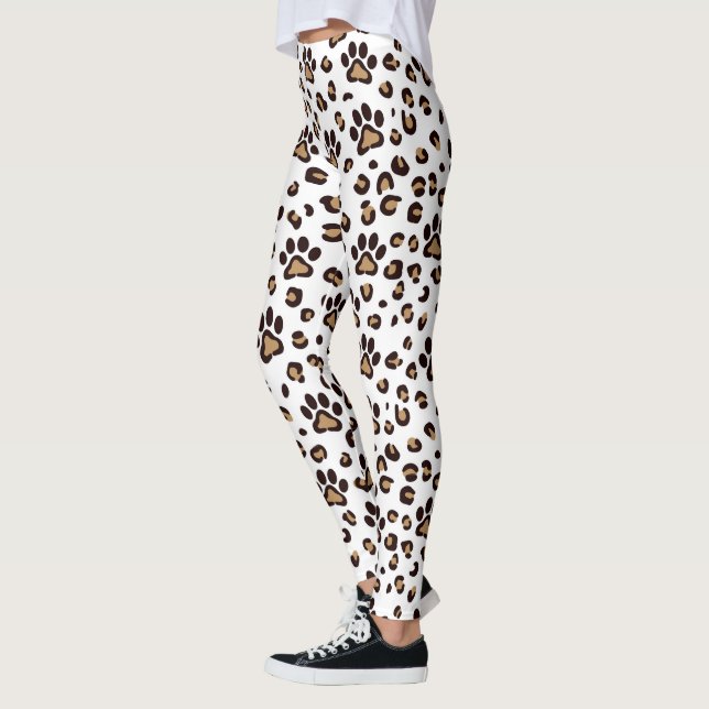 Leopard Paw Print Pattern Animal Leggings (Left)