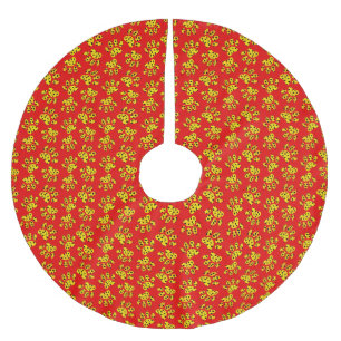 Leopard Paw Print Pattern Brushed Polyester Tree Skirt