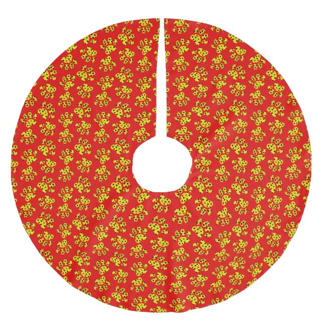 Leopard Paw Print Pattern Brushed Polyester Tree Skirt (Front)