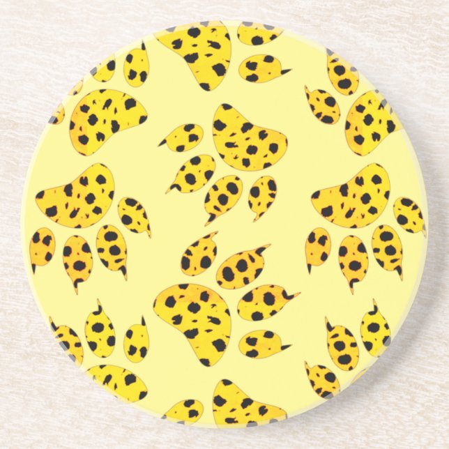 Leopard Paw Print Pattern Coaster (Front)